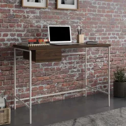 Filigraner Schreibtisch in Walnuss Optik & Weiß - Meskus^Wohnen Sale