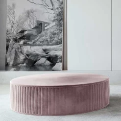 Flacher Polsterhocker in Rund 73 cm - Alamrua^Wohnen New