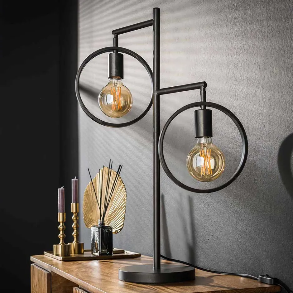 2-flammige Designer Tischleuchte in Dunkelgrau - Shyma^Wohnen Outlet