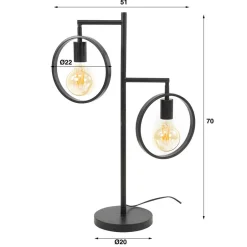 2-flammige Designer Tischleuchte in Dunkelgrau - Shyma^Wohnen Outlet