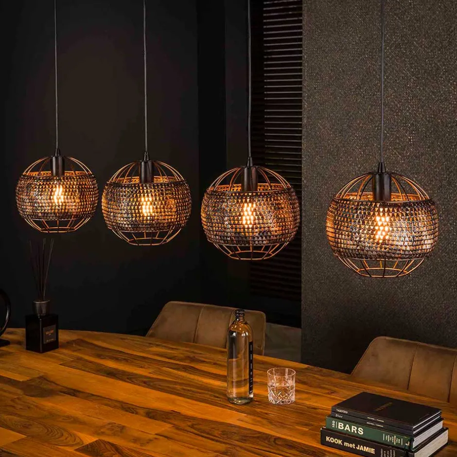 4-flammige Design-Hängelampe in Schwarzbraun - Raula^Wohnen New