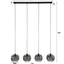 4-flammige Design-Hängelampe in Schwarzbraun - Raula^Wohnen New