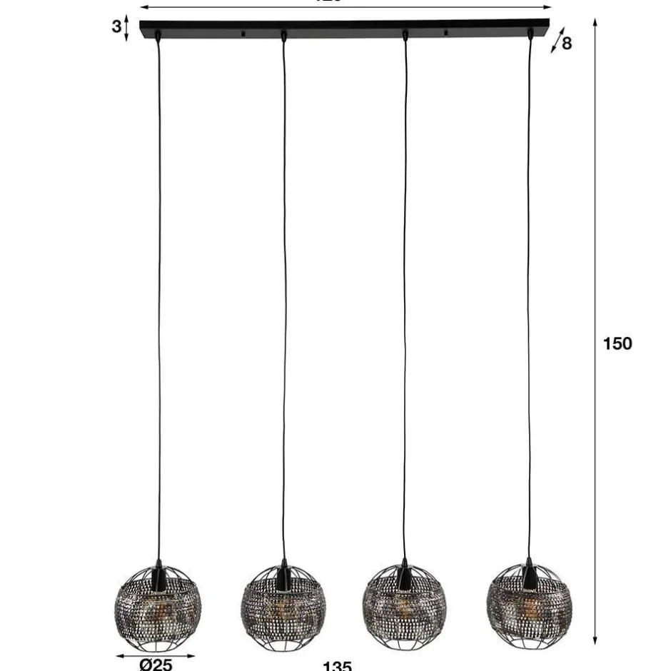 4-flammige Design-Hängelampe in Schwarzbraun - Raula^Wohnen New