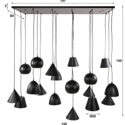 18-flammige Hängelampe in Schwarzgrau - Civetta^Wohnen Hot