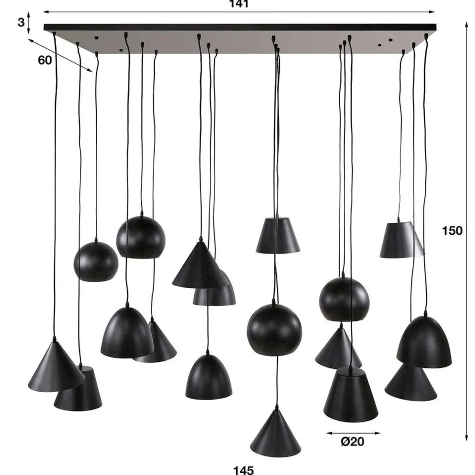 18-flammige Hängelampe in Schwarzgrau - Civetta^Wohnen Hot