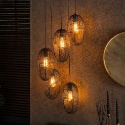 5-flammige Hängelampe mit Drahtschirmen - Juanda^Wohnen New