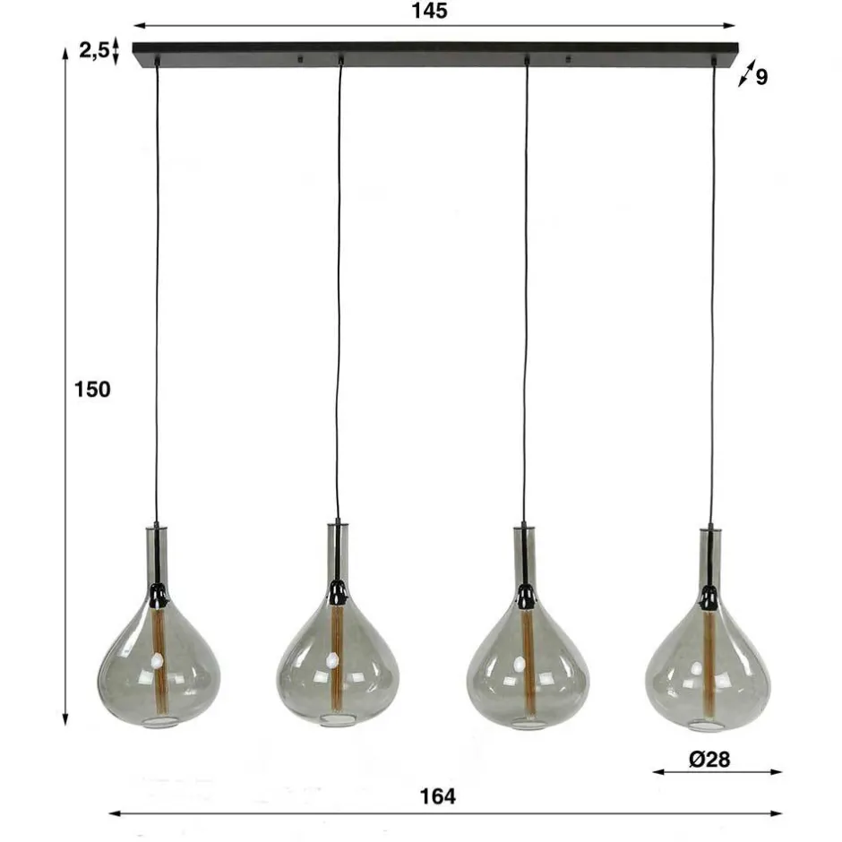 4-flammige Hängelampe mit Tropfen Form Schirmen - United^Wohnen Discount