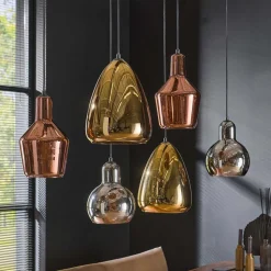 6-flammige Hängelampe mit verschiedenen Glasschirmen - Gerri^Wohnen Online