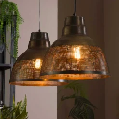 2-flammige Hängeleuchte in Bronze Antik - Jaines^Wohnen New