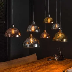 7-flammige Hängeleuchte mit Glasschirmen - Liselo^Wohnen Discount