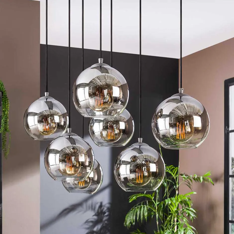 Wohnen 7-flammige Hängeleuchte mit Glaskuppeln - Sanne