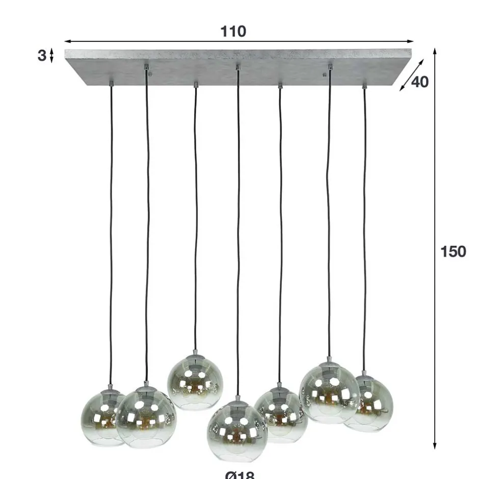 Wohnen 7-flammige Hängeleuchte mit Glaskuppeln - Sanne