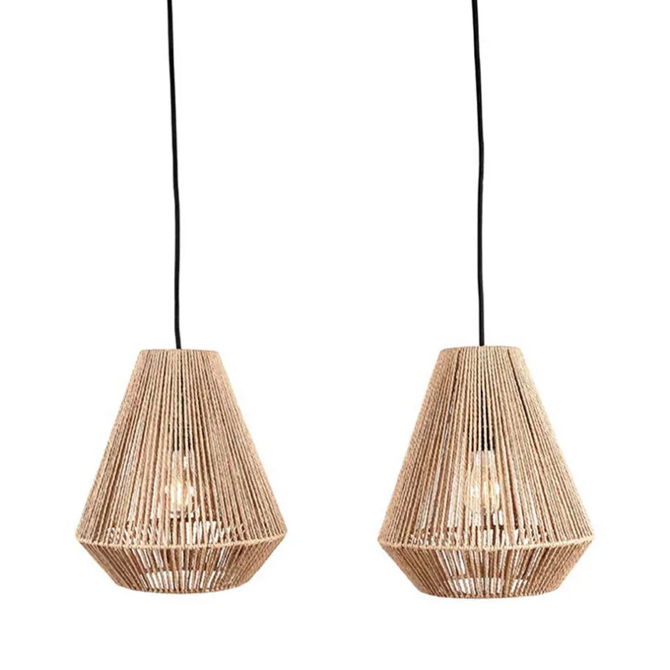 2-flammige Pendelleuchte aus Jute Natur - Navugada^Wohnen Best