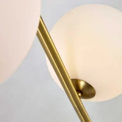 2-flammige Stehleuchte mit weißen Glas Kugelschirmen - Partiona^Wohnen New