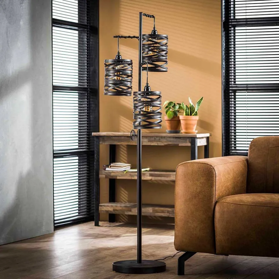 Wohnen 3-flammiger Stehleuchter in Anthrazit Metall - mexiko