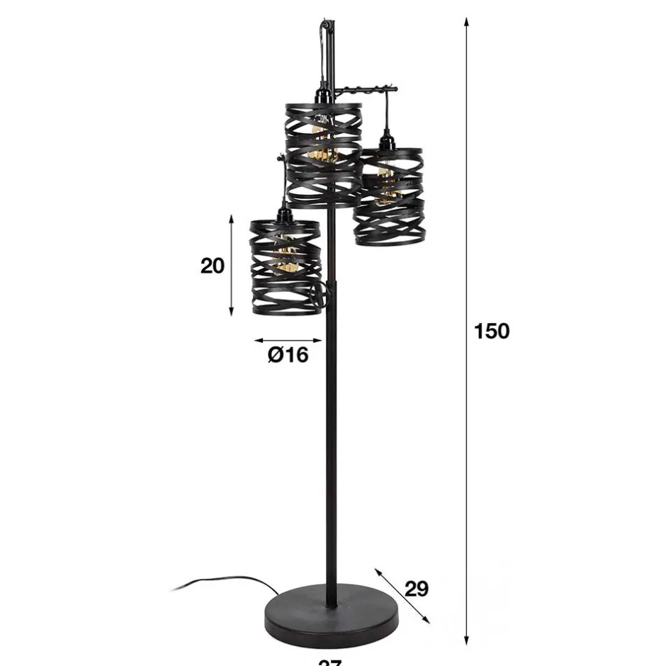 Wohnen 3-flammiger Stehleuchter in Anthrazit Metall - mexiko