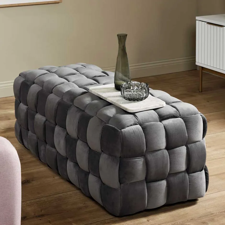 Flechtdesign Samtbank in Platingrau - Lessia^Wohnen Online