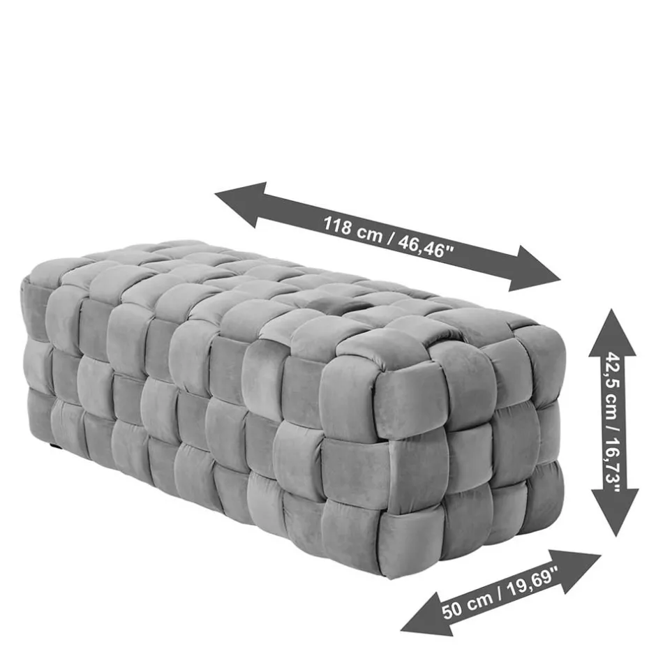 Flechtdesign Samtbank in Platingrau - Lessia^Wohnen Online