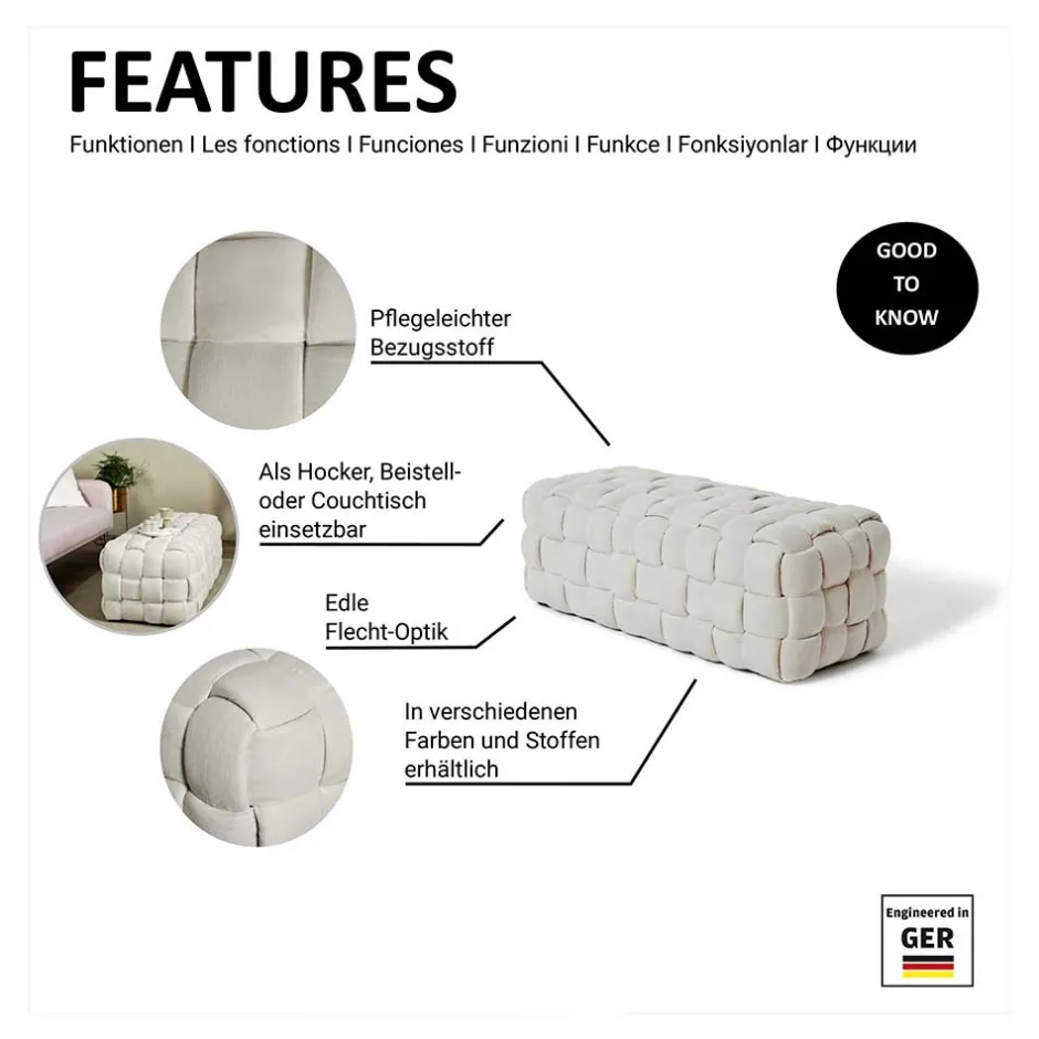 Flechtoptik Polsterbank in Cremeweiß - Vignus^Wohnen Online