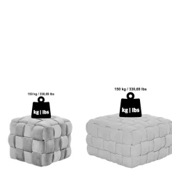 Wohnen Flechtoptik Sitzhocker in Platingrau - Lydosca