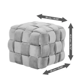 Wohnen Flechtoptik Sitzhocker in Platingrau - Lydosca