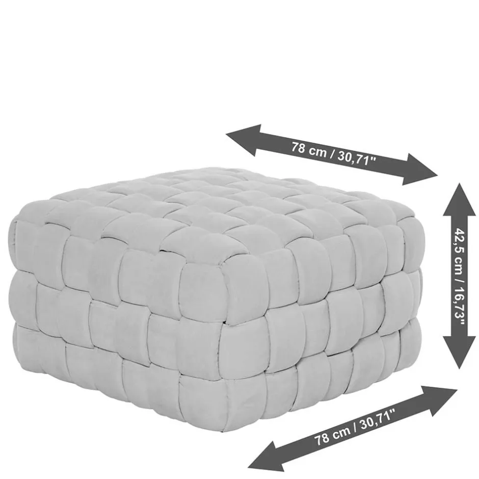 Wohnen Flechtoptik Sitzhocker in Platingrau - Lydosca