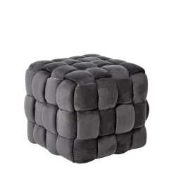 Wohnen Flechtoptik Sitzhocker in Platingrau - Lydosca