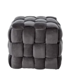 Wohnen Flechtoptik Sitzhocker in Platingrau - Lydosca