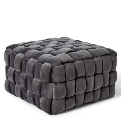 Wohnen Flechtoptik Sitzhocker in Platingrau - Lydosca