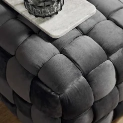 Wohnen Flechtoptik Sitzhocker in Platingrau - Lydosca