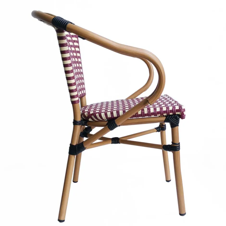 Wohnen Flechtsessel aus Kunstrattan in Rot & Weiß - Fascinoso (2er Set)