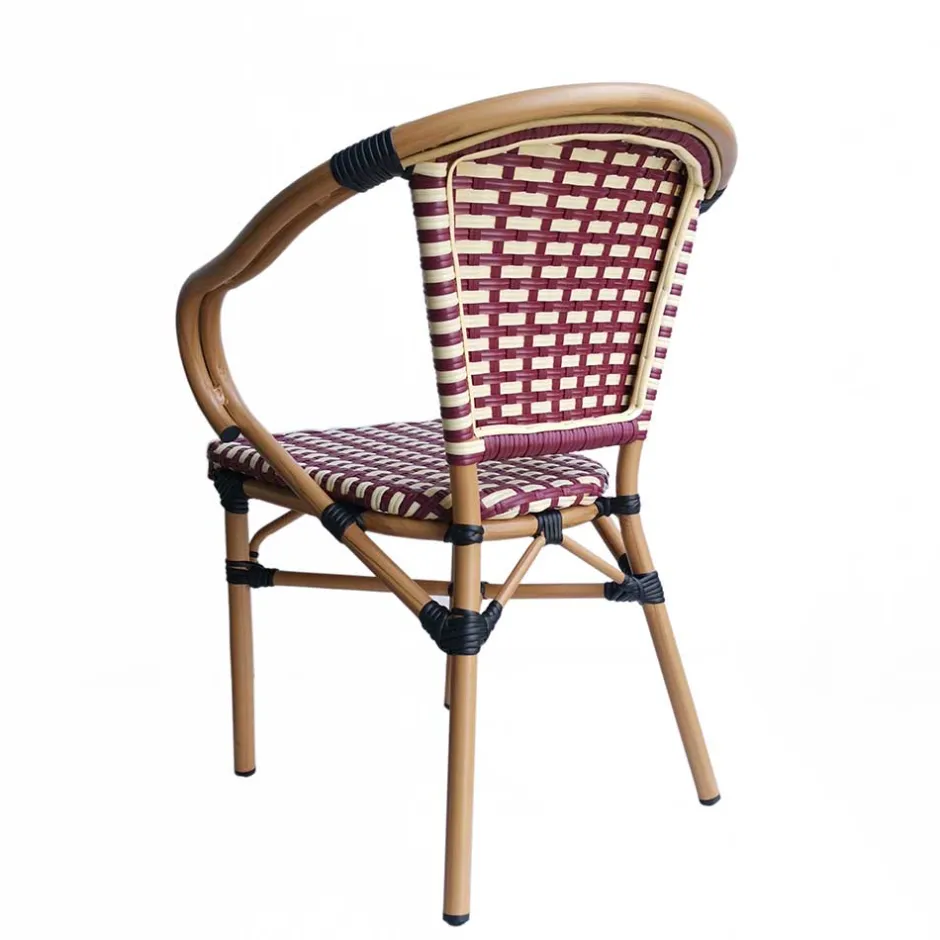 Wohnen Flechtsessel aus Kunstrattan in Rot & Weiß - Fascinoso (2er Set)