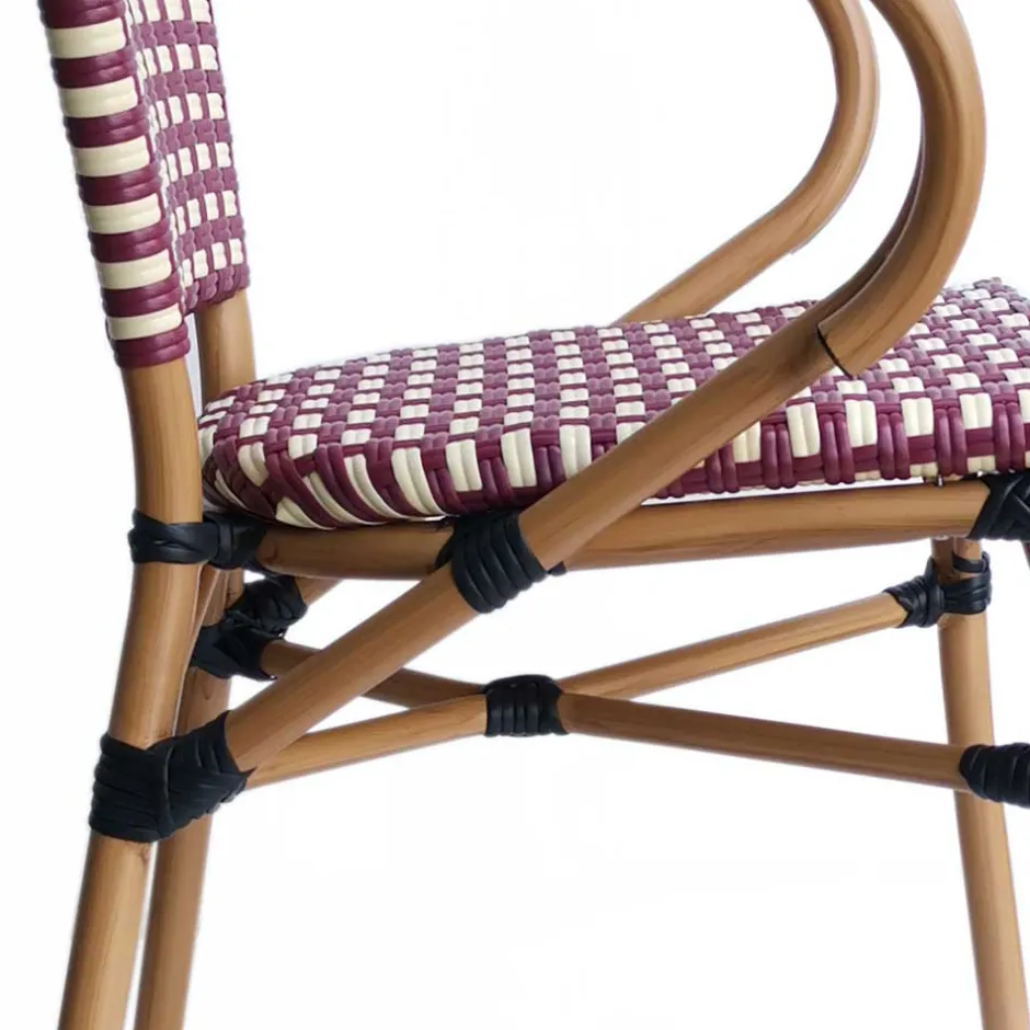 Wohnen Flechtsessel aus Kunstrattan in Rot & Weiß - Fascinoso (2er Set)