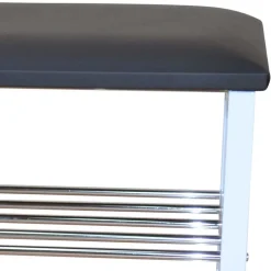 Flur Bank mit Kunstleder Schwarz Siska mit 2 Schuhablagen^Wohnen Outlet