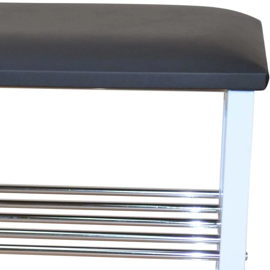 Flur Bank mit Kunstleder Schwarz Siska mit 2 Schuhablagen^Wohnen Outlet