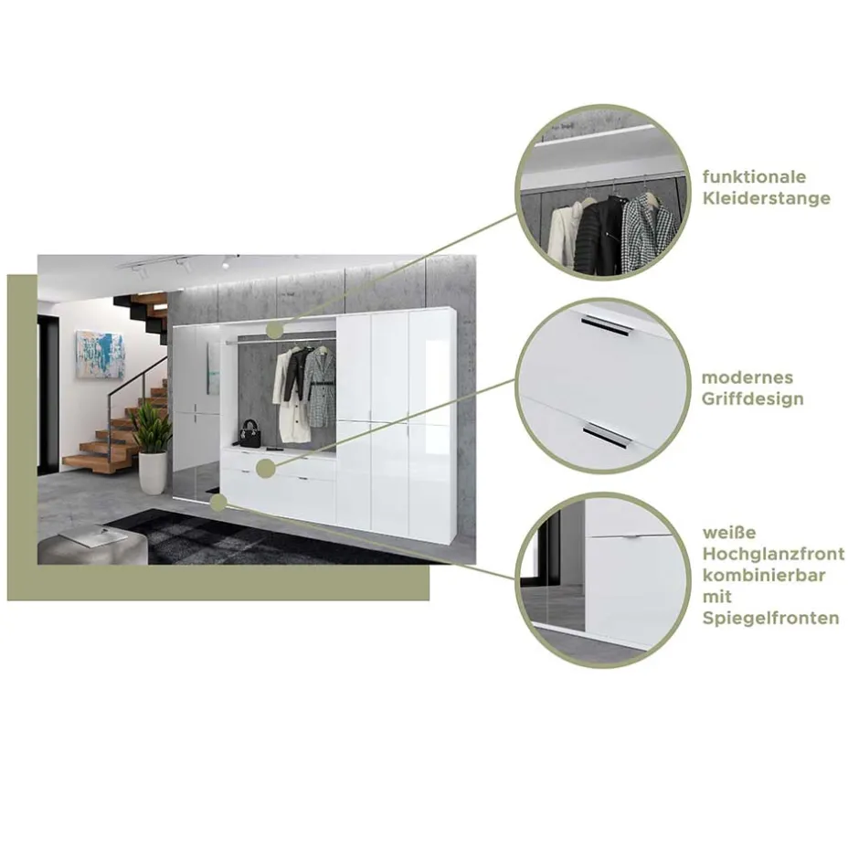 Flur Möbelblock kompakt 152x193x34 cm - Ejulia (dreiteilig)^Wohnen Hot