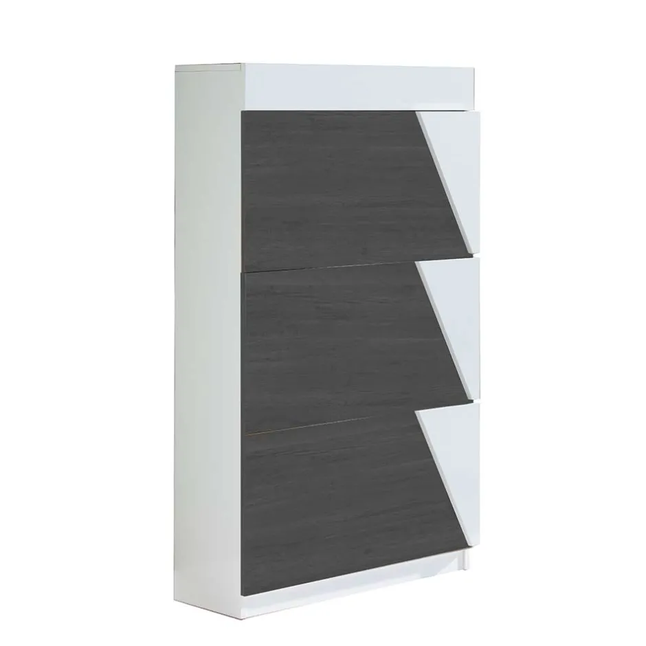 Wohnen Flur Schuhkipper in Weiß & Schwarzgrau - Vimal