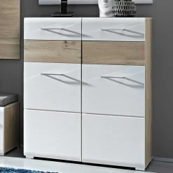 Wohnen Flur Schuhschrank Brosgo in Weiß Silbereiche