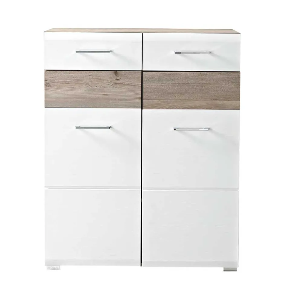 Wohnen Flur Schuhschrank Brosgo in Weiß Silbereiche