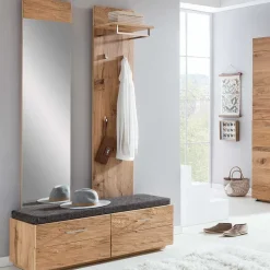 Wohnen Flur Spiegel mit Balkeneiche Furnier Macusos 40 x 160 cm