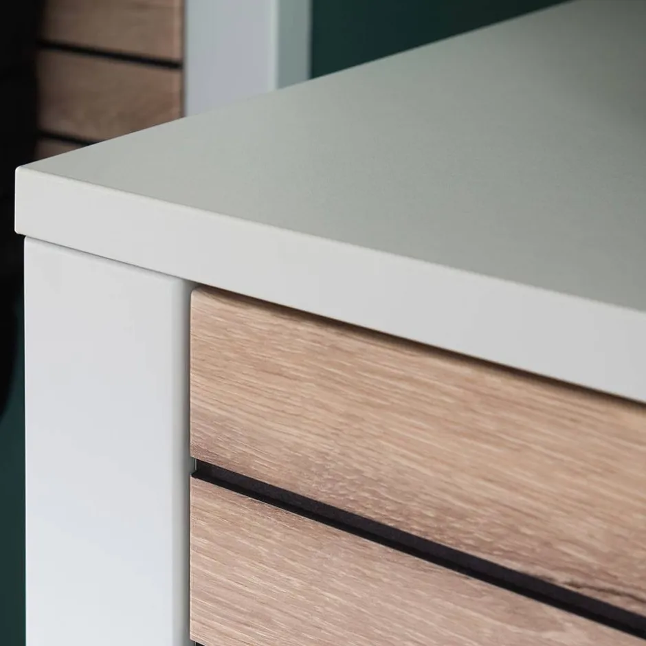 Wohnen Flur Vertiko in Lichtgrau mit Wildeiche - Ballina