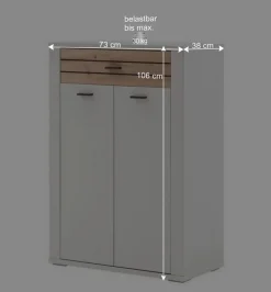 Wohnen Flur Vertiko in Lichtgrau mit Wildeiche - Ballina