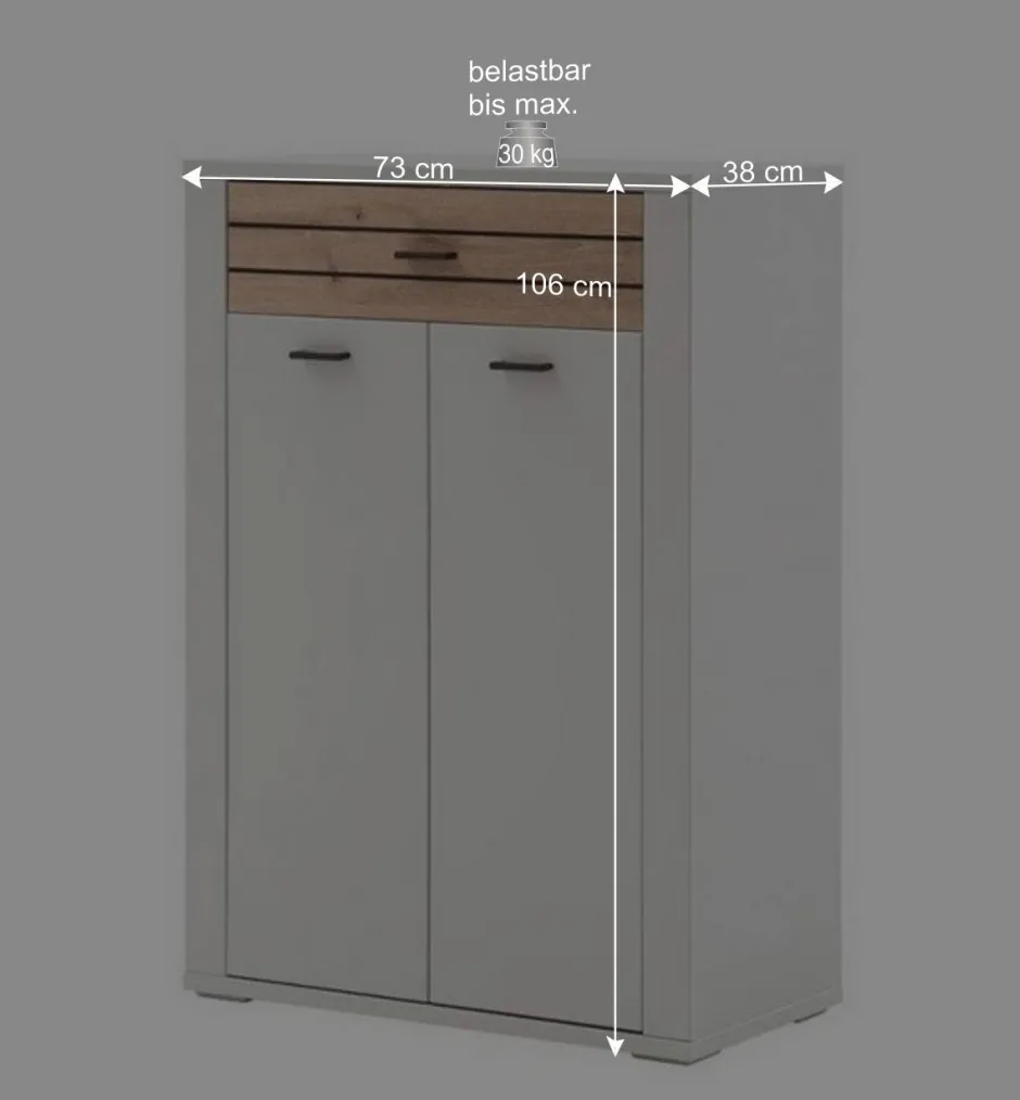 Wohnen Flur Vertiko in Lichtgrau mit Wildeiche - Ballina