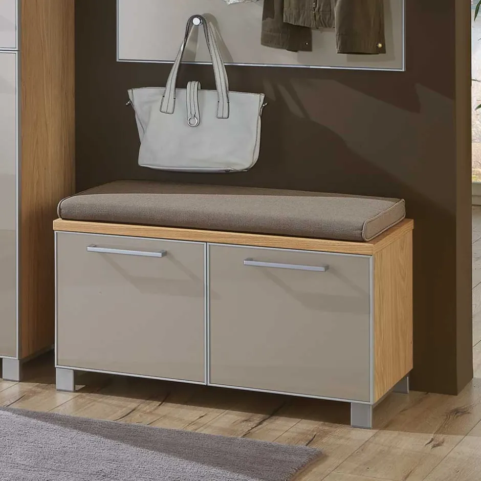 Wohnen Flurbank Diecca mit Taupe Glas