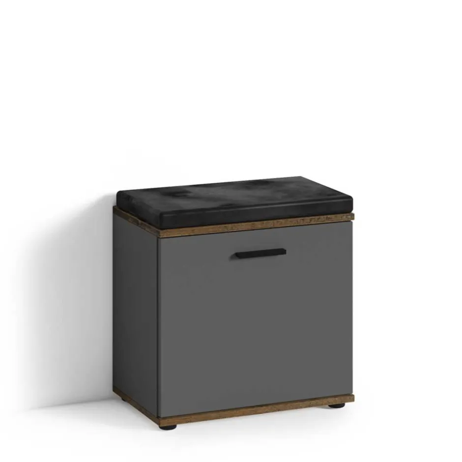 Wohnen Flurbank in Anthrazit und Altholz Optik - Vlatu