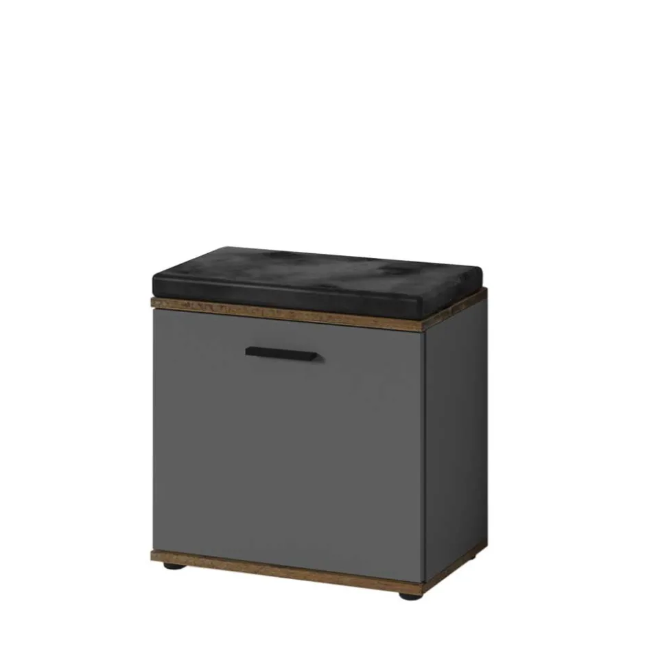 Wohnen Flurbank in Anthrazit und Altholz Optik - Vlatu