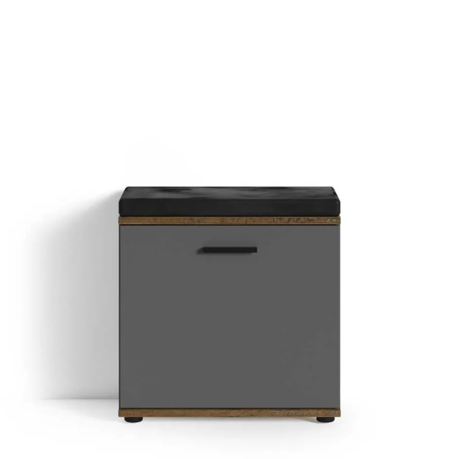 Wohnen Flurbank in Anthrazit und Altholz Optik - Vlatu