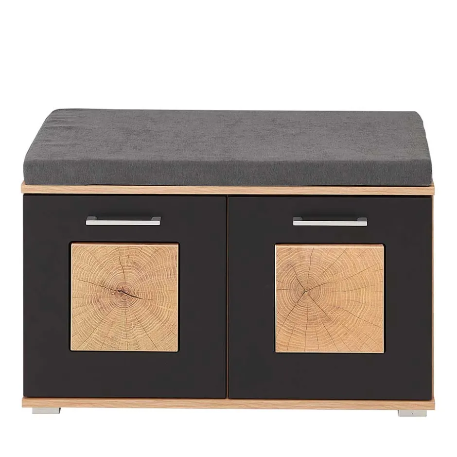 Wohnen Flurbank mit Doppeltür in Schwarz & Wildeiche NB - Zelio