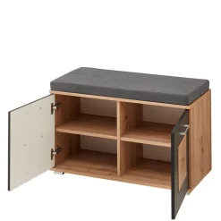 Wohnen Flurbank mit Doppeltür in Schwarz & Wildeiche NB - Zelio