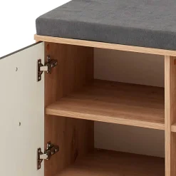 Wohnen Flurbank mit Doppeltür in Schwarz & Wildeiche NB - Zelio